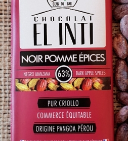 63% Dark chocolate with apple and spices 100 g, organic