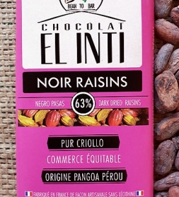 63% Dark chocolate with raisins 100 g, organic